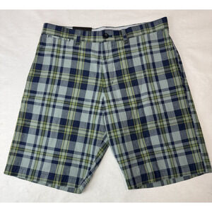 NWT Banana Republic Men's Plaid Shorts Preppy Golf Flat Front Blue Men Size 33